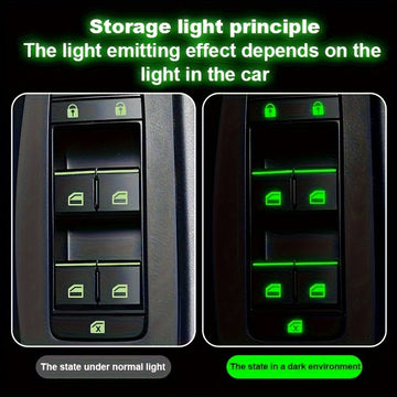 1 juego de pegatinas de botón de ventana de coche universal - Verde fluorescente, azul, naranja, pegatinas funcionales de botón adecuadas para accesorios de interior de coche