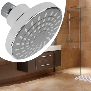 Cabezal de ducha de lluvia a alta presión con rótula giratoria ajustable, acabado en cromo, montaje en pared, fácil instalación, boquillas autolimpiantes, diámetro de 9.5 cm, material ABS, forma redonda para baños modernos, accesorios para ducha