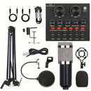 Kit de micrófono Black Iron Studio, BM-800 Podcast Mic, con tarjeta de sonido V8, batería de litio recargable por USB, control de volumen, conector de 3,5 mm, para portátil, Vlog, transmisión en vivo, videoconferencia, karaoke, canto