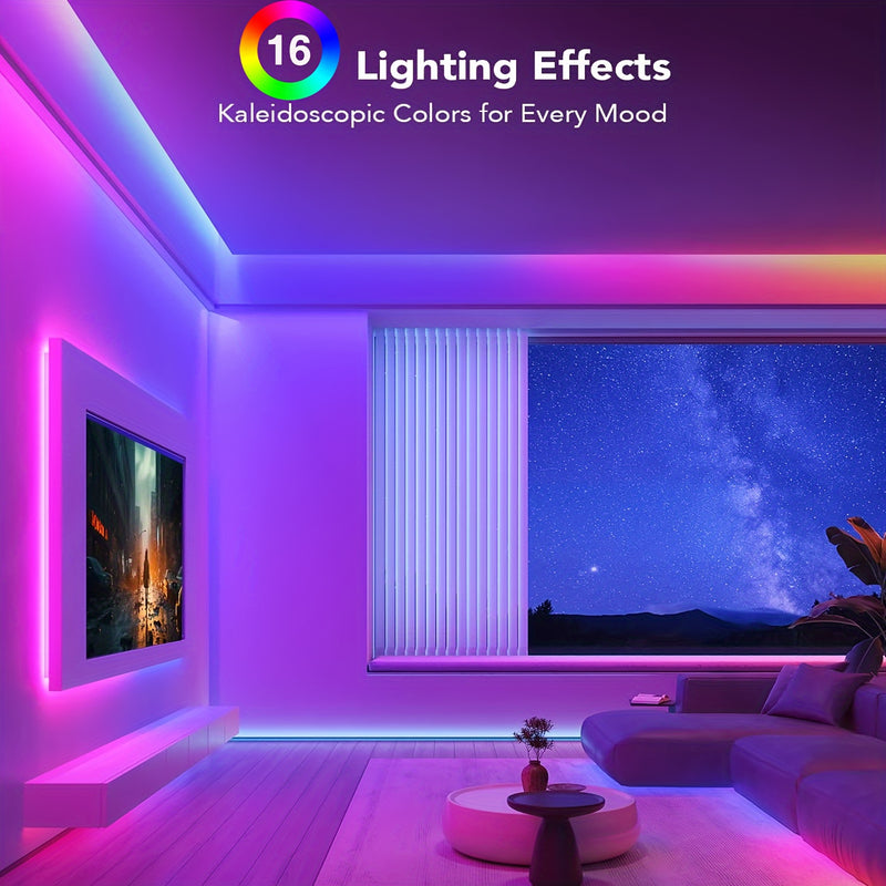 NBBUFF Luces LED Inteligentes de 30,48 pies (2 rollos de 15,24 pies) con control remoto y aplicación, luces LED RGB sincronizadas con música, temporizador, parpadeo, saltos, para salas de música, salas de estar, iluminación de escenario, regalo de Hallow