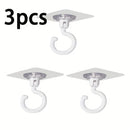 Conjunto de 3 ganchos de techo autoadhesivos y giratorios 360°, soporte de pared sin taladro para dosel de cama, mosquiteros, bufandas y almacenamiento de bolsos