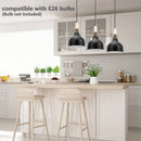Lámpara colgante moderna de metal negro con domo de madera - Altura ajustable, montaje semiempotrado, candelabro desmontable para isla de cocina, comedor, pasillo, vestíbulo, dormitorio - No incluye bombilla, iluminación de cocina | Acabado metálico eleg
