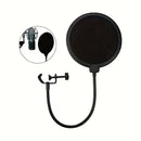 Accesorios de micrófono, funda de micrófono con filtro anti-pop, escudo de micrófono portátil para reducción de ruido de grabación, grabación de estudio de micrófono, 360° gancho de cuello de ganso, brazo estabilizador