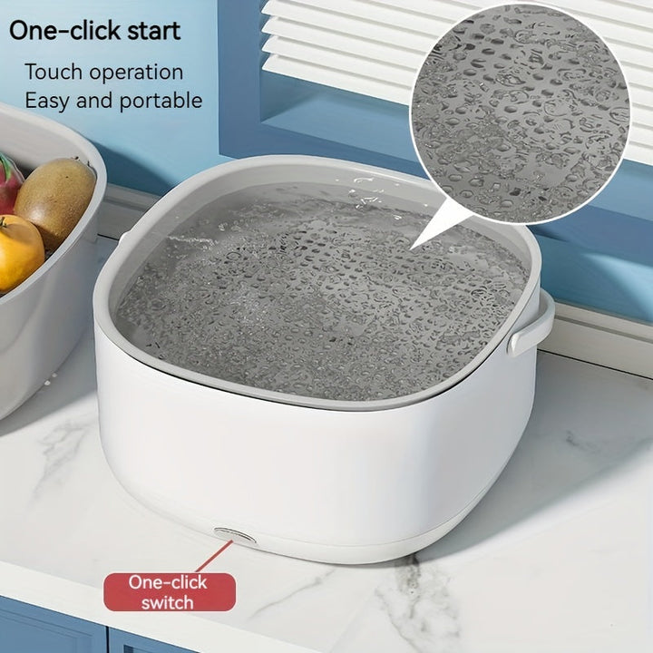 Cesta De Lavado De Verduras Multifuncional Ultrasónica Cesta De Drenaje Cesta De Frutas Y Verduras, Limpiador Purificador De Frutas Y Verduras, Lavabo De Verduras Plato De Frutas, Cesta De Drenaje De Frutas Y Verduras De Doble Capa, Artefacto De Lavado D