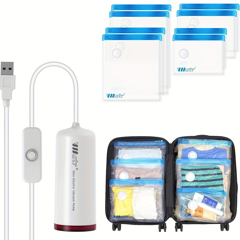 Sellador al Vacío Mini Portátil - Alimentado por USB, Ideal para Viajes y Uso Doméstico, Mantiene la Ropa y la Comida Frescas