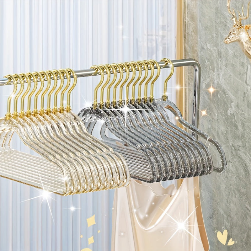 5/10 Uds. Perchas Transparentes Con Purpurina, Perchas Antideslizantes Que No Dejan Marcas, Perchero Para Colgar La Ropa Del Dormitorio Del Hogar, Perchas Gruesas Sin Rastro