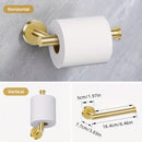 Juego de accesorios de baño, 4 piezas, incluye soporte de papel higiénico, anillo de toallas y 2 ganchos de toallas, juego de accesorios de baño con montaje en pared de acero inoxidable, negro, plateado, dorado.
