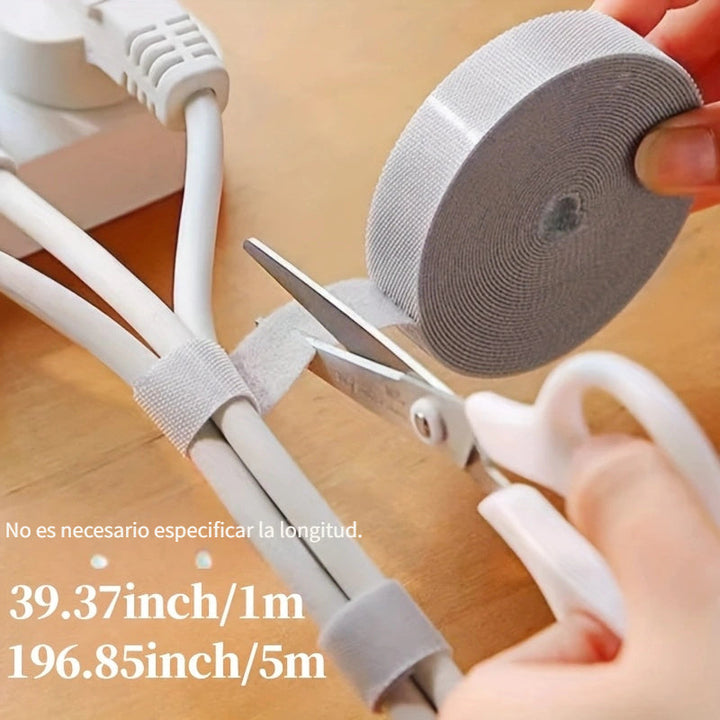 1 Rollo de Cintas de Sujeción Reutilizables - Cinta de Sujeción Multiusos para Organización de Cables, Gestión de Cables y Almacenamiento - No Requiere Batería