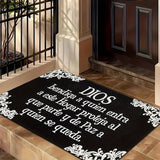 1pc Alfombra Ultra Suave Antideslizante, "Dios Bendiga a Quienes Entren en Este Hogar, Proteja a los que Se Van y Dan Paz a los que Quedan" Estilo Granja Moderna, Lavable a Máquina, Resistente al Desgaste, Adecuada para Cocina, Comedor, Pasillo, Baño, Do