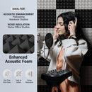 12/24pcs - TMJD MISS Paneles de Espuma Insonorizante en Forma de Pirámide, 5.08x30.48x30.48 cm - Azulejos de Cuña Acústicos de Alta Densidad para Aislamiento de Paredes de Estudio, Negro/Blanco/Gris - Incluye Cinta de Instalación, Aislamiento Acústico de