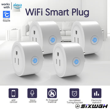 WGHUIS Enchufe Inteligente, Toma WiFi para Hogar Compatible con Alexa y Google Home, Control Remoto y Función de Temporizador, Solo 2.4GHz, App Cozylife