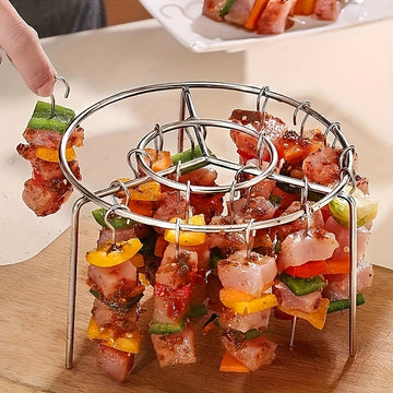 1 Juego de Parrilla para Freidora de Aire con 24 Brochetas, Cesta de Barbacoa de Acero Inoxidable para Carne y Verduras, Rótisserie Multifuncional, Accesorios para Fritura Profunda sin Voltear