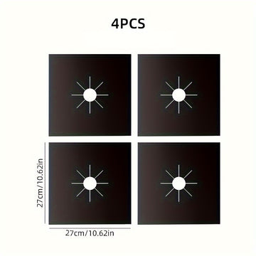 4pcs Tapetes Protectoras para Estufa de Gas de Teflón - Antiadherentes, Fáciles de Limpiar, Resistentes al Aceite y la Grasa, Almohadillas de Cocina Resistentes al Calor, para Seguridad en la Cocina / Equipo de Alimentación, Ideal para Chef Caseros
