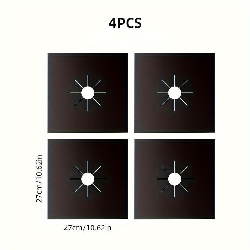 4pcs Tapetes Protectoras para Estufa de Gas de Teflón - Antiadherentes, Fáciles de Limpiar, Resistentes al Aceite y la Grasa, Almohadillas de Cocina Resistentes al Calor, para Seguridad en la Cocina / Equipo de Alimentación, Ideal para Chef Caseros