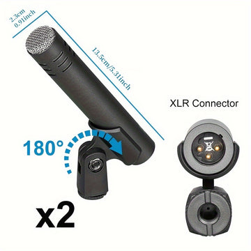 Kit de Micrófono Dinámico con Cable DEPUSHENG 7pcs - para Bajo/Tom/Snare/Hi-hat Cymbals, Soportes y Clips Roscados