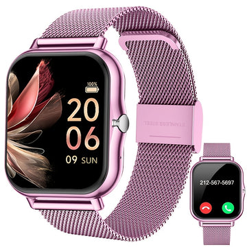 Smartwatch con Correa de Malla de Acero Inoxidable, Modos Deportivos Múltiples, Compatible con Sistemas iPhone y Android, La Mejor Elección para Regalo