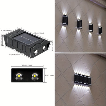(4 unidades/Caja) Luces de lavado de pared solares al aire libre IP44 para decoración de jardín, nuevo estilo de luces de pared ambientales para cercas