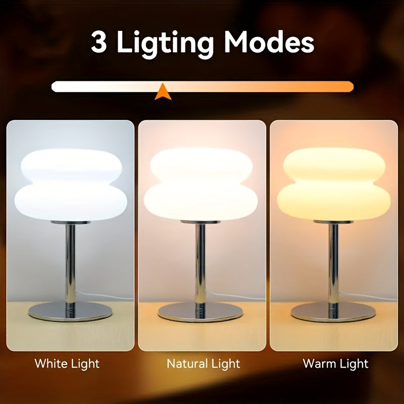 1 pieza de lámpara de mesa Macaron Hamburger - Luz ambiental con control de intensidad alimentada por USB con 3 modos de iluminación, luz blanca/natural/cálida, estilo Art Deco para sala de estar, dormitorio, oficina en casa - Ideal para mesitas de noche