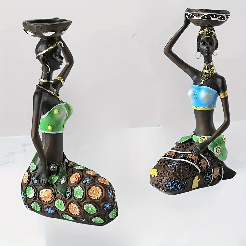 2 piezas de Estatuas de Resina de Mujeres Africanas - Decoración Elegante para Mesas de Hogar y Restaurante - Elección Ideal para San Valentín, Día de la Madre, Navidad, Pascua, Día de la Independencia - Uso Interior y Exterior