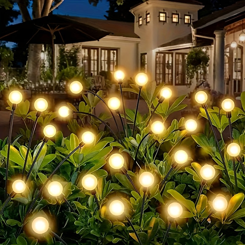 Luz de césped de luciérnaga solar de 6 cabezas - Decoración de jardín al aire libre con energía solar, luces brillantes amarillas, perfectas para regalos de Navidad, Halloween, Acción de Gracias y Pascua, decoraciones al aire libre con energía solar