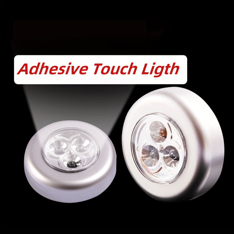 Luz Nocturna Táctil Inalámbrica de 3 LED - Adhesiva, Funciona con Pilas, Portátil, Fácil Instalación, Perfecta para Armarios, Pasillos, Baños y Más - No Requiere Cableado (Pilas No Incluidas)