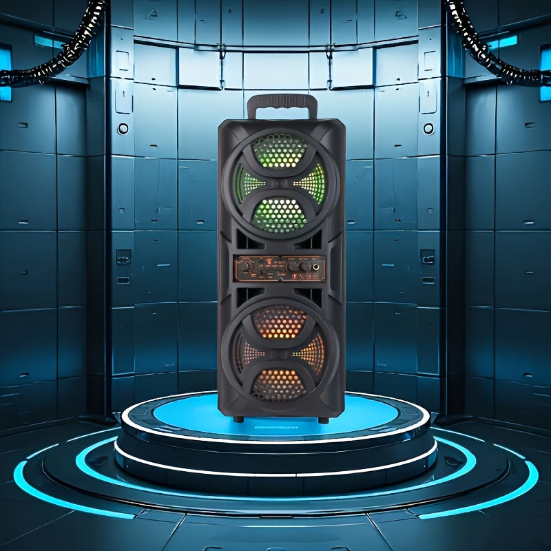 Altavoz multifuncional con altavoces dobles de 6,5", cambio de color RGB, subwoofer de bajo 3D, función de karaoke con gran apertura, sistema de sonido de carrito, experiencia de sonido definitiva con/FM/USB/TF Card/MIC, adecuado para fiestas al aire lib