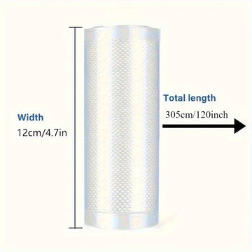 1 Rollo de Bolsas para Sellado al Vacío Extra Largas - 305 cm (10 pies), Bolsas de Almacenamiento de Comida Resistentes y Antifugas, Diseño Compacto Ahorrador de Espacio para Preparación de Comidas, Conservación del Fresco - Ideal para Hogar, Restaurante
