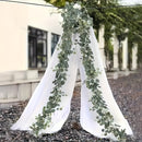 Guirnalda artificial de eucalipto - 1 pieza de vid de vegetación artificial para decoración de bodas, hogar y jardín - Planta colgante versátil para mesa, pared y decoración de fiestas - Material plástico, no requiere electricidad ni plumas