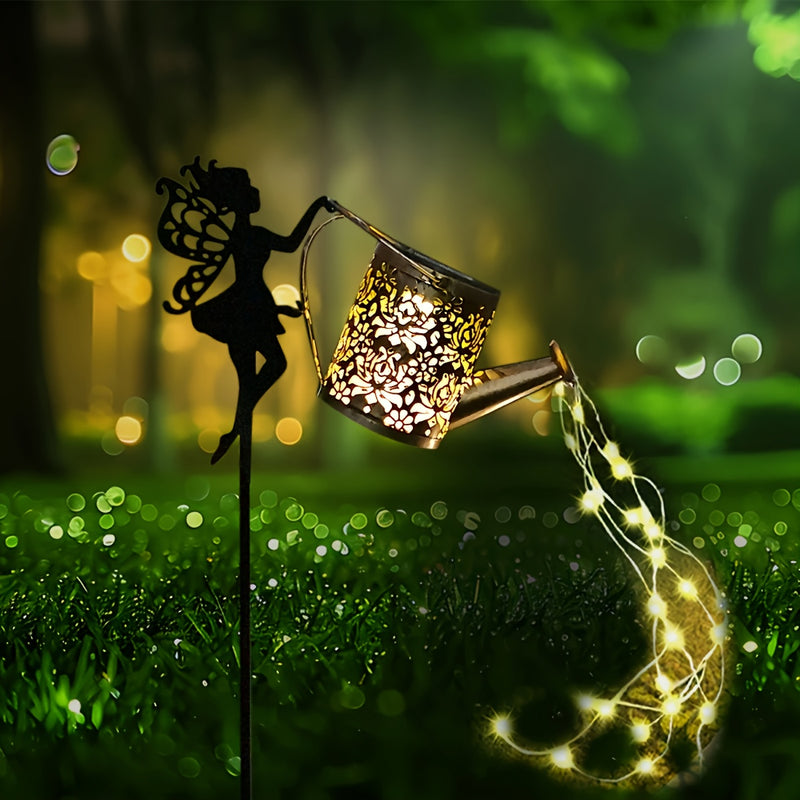 1 unidad de lámpara solar para césped con regadera y proyección floral - Decoración exterior LED, adecuada para pasillos, jardines, patios. Iluminación nocturna ambiental, iluminación de senderos, jardín solar