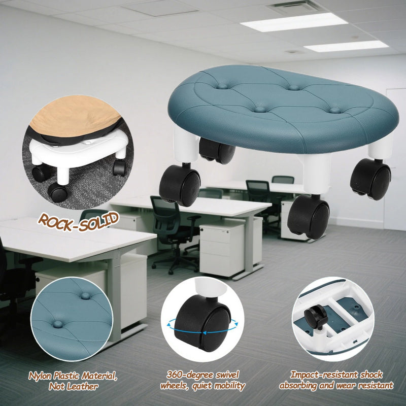 Silla de oficina versátil con asiento giratorio de 4 ruedas - Ideal para el hogar, la oficina y el garaje, fácil de mover, estructura de plástico resistente, opciones en negro, blanco, verde y azul marino, silla de escritorio con ruedas