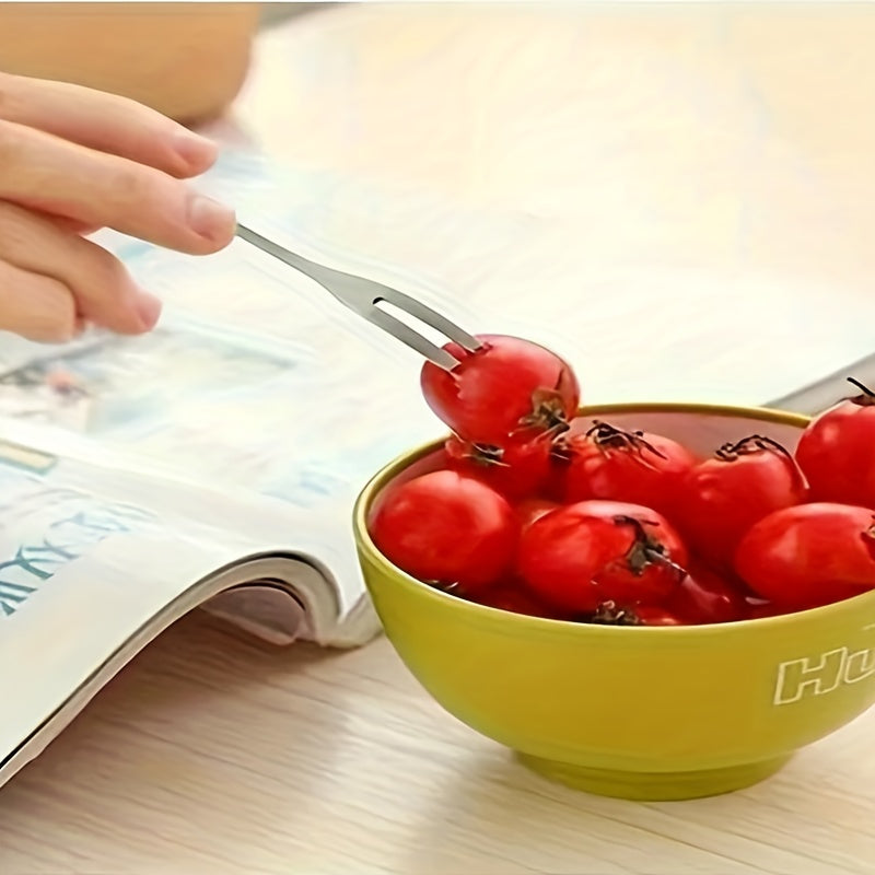 Juego de 20 tenedores de fruta de acero inoxidable, con doble punta, reutilizables para cócteles, entradas y postres, ideal para el hogar y fiestas