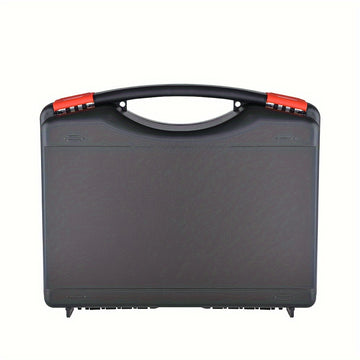 Estuche de Transporte Duro y Duradero Heikuding en Negro con Interior de Espuma Pluck, Mango Rojo y Etiqueta Adhesiva - Ideal para Teléfonos, GoPro, Cámaras, Micrófonos