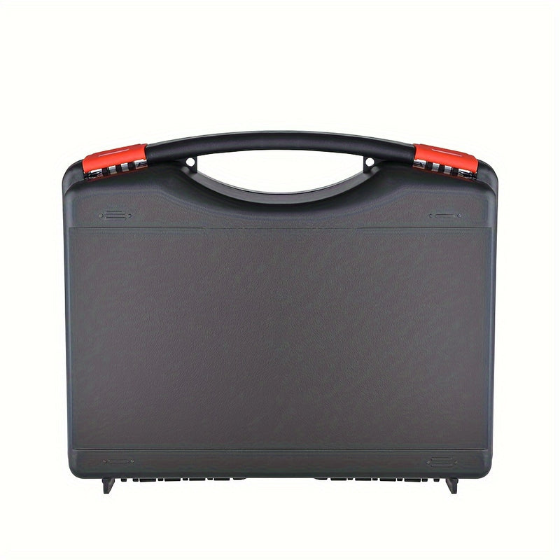 Estuche de Transporte Duro y Duradero Heikuding en Negro con Interior de Espuma Pluck, Mango Rojo y Etiqueta Adhesiva - Ideal para Teléfonos, GoPro, Cámaras, Micrófonos