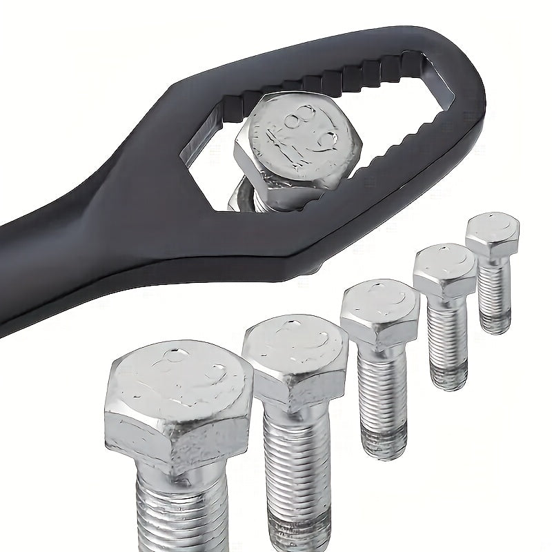 1pc Llave Torx Negra Multiusos de 5mm de Grosor, Llave Doble Ajustable de Autoajuste, Tamaño de Boca de Llave 3-17mm, Herramienta Manual Portátil para Automoción y Uso Doméstico