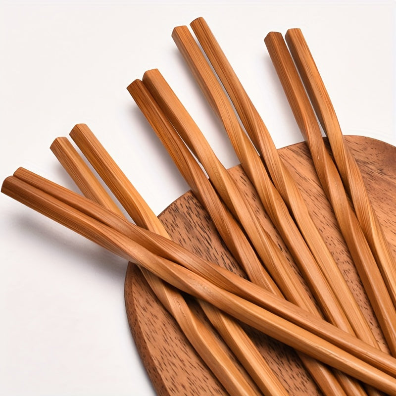 1/5 Pares De Palillos De Bambú Natural, Juego De 24cm/9.4in De Estilo Chino, Palillos Puntiagudos Carbonizados Para El Hogar, Cubiertos, Suministros De Cocina