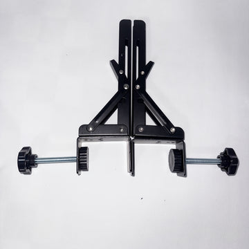 Extensión de escritorio de acero negro moderno - Extensor de escritorio de computadora plegable sin taladro con altura ajustable, sujeción sólida para hogar y oficina, extensión de escritorio, acabado metálico elegante, construcción duradera