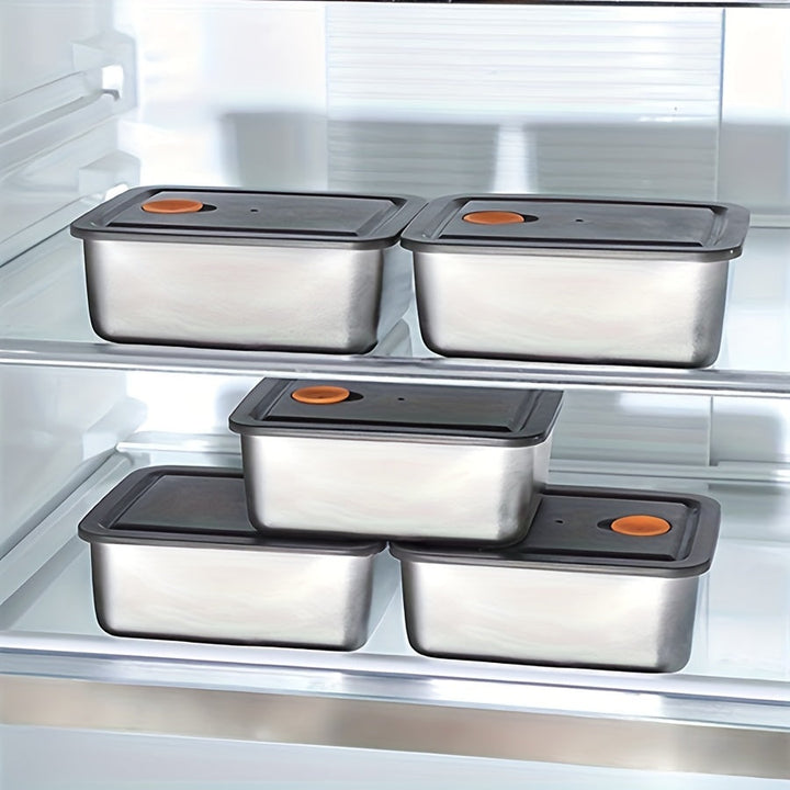 5pcs o 10pcs Cajas Bento de Acero Inoxidable con Tapas - Contenedores de Almacenamiento de Alimentos Profundos y a Prueba de Fugas para la Escuela, Oficina, Camping y Picnics - Apto para Horno, Forma Cuadrada, Lavado a Mano Recomendado