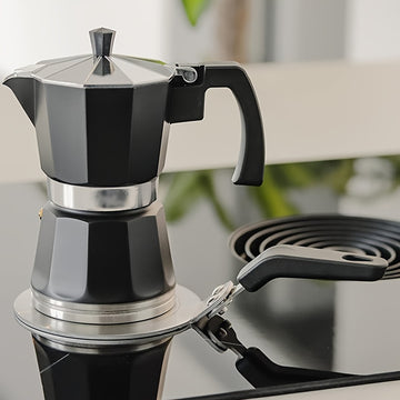 1 unidad, adaptador de inducción de 13 cm/5.12 pulgadas color mocha, compatible con cafeteras y utensilios de cocina en placas de inducción, fabricado en acero 107/250