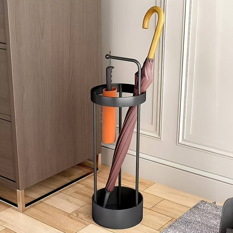 1-Pack Soporte para Paraguas y Bastones de Estilo Nórdico - Organizador Independiente de Hierro con Bandeja Antigoteo, Diseño Contemporáneo para Hogar, Escuela u Oficina, Accesorio Funcional, Decoración Moderna en Acabado Elegante