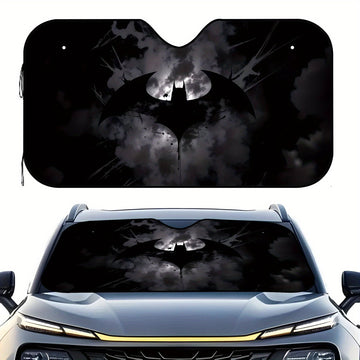 Paraguas solar plegable de Batman de Warner Bros. | Cubierta de parabrisas estilo dibujos animados con material de poliéster | Visera de coche premium con bloqueo de UV | Mantiene la temperatura fresca del habitáculo | Accesorio automotriz unisex (instal
