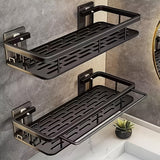 Organizador de ducha montado en la pared, gran capacidad, instalación sin taladro, estante flotante ahorrador de espacio para baño y cocina, fácil de instalar, ideal para guardar artículos de tocador, cosméticos y objetos varios