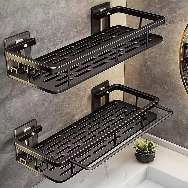 Organizador de ducha montado en la pared, gran capacidad, instalación sin taladro, estante flotante ahorrador de espacio para baño y cocina, fácil de instalar, ideal para guardar artículos de tocador, cosméticos y objetos varios