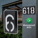 RUOCIN Luces solares LED para números de casa - Exteriores, jardín, patio, pared, montaje en pared, impermeable IP55, diseño de montaje semienterrado desmontable con control de interruptor, batería recargable, luces solares exteriores, moderna lámpara, p