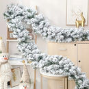 Corona navideña de copos de nieve, 150cm / 180cm / 270cm, corona artificial invernal con efecto escarchado, decoración para árbol de Navidad, escaleras y chimenea, cedro blanco