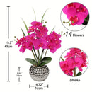 1pc Planta De Flor Artificial Orquídea, Falsa Orquídea Con Maceta Plateada En Forma De Bola Redonda, Planta Falsa Para Decoración De Mesa De Baño, Sala De Estar, Oficina, Cocina, Decoración De Mesa De Hogar De Primavera Y Año Nuevo