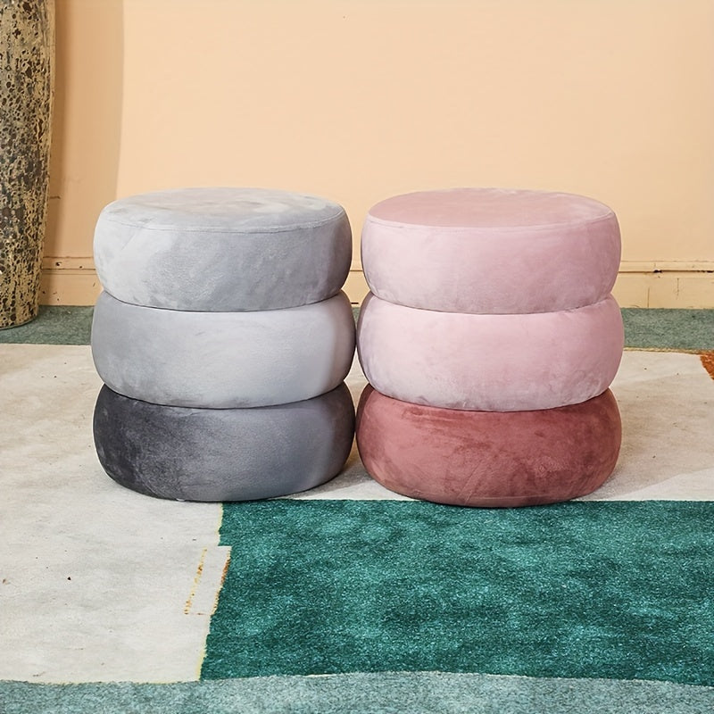 Reposapiés Contemporáneo Con Forma Redonda De Terciopelo Con Compartimentos De Almacenamiento, Muebles Para Dormitorio Y Sala De Estar Tapizados En Tela De Poliéster