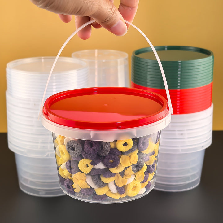 10 piezas de recipientes redondos de plástico de 16 oz con tapa, herméticos, aptos para microondas, cierre con broche, lavado a mano, multiusos, para fiestas, viajes, almacenamiento de alimentos, galletas, nueces, frutas, helado, postres