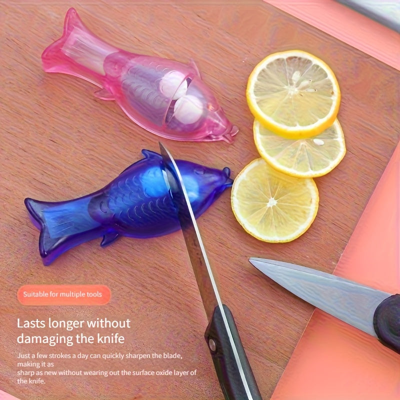 Afilar cuchillos con forma de pez mini - Rápido, fácil y conveniente para cuchillos de cocina y tijeras - Material ABS duradero - Perfecto para uso doméstico - No requiere baterías, esenciales para la cocina doméstica | Herramienta decorativa para la coc
