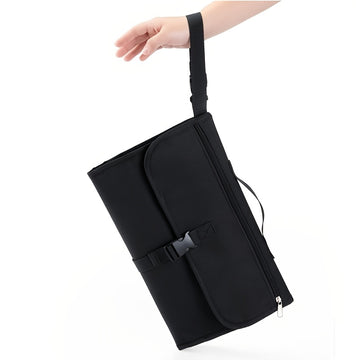 Colchoneta de exterior ampliada y ensanchada para bebés, tapete plegable para cuna con cambiador incluido, incluye 3 bolsas de almacenamiento para biberones, pañuelos húmedos, etc., se puede llevar en la mano o colgar del cochecito