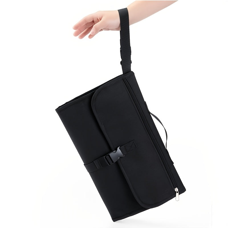 Colchoneta de exterior ampliada y ensanchada para bebés, tapete plegable para cuna con cambiador incluido, incluye 3 bolsas de almacenamiento para biberones, pañuelos húmedos, etc., se puede llevar en la mano o colgar del cochecito